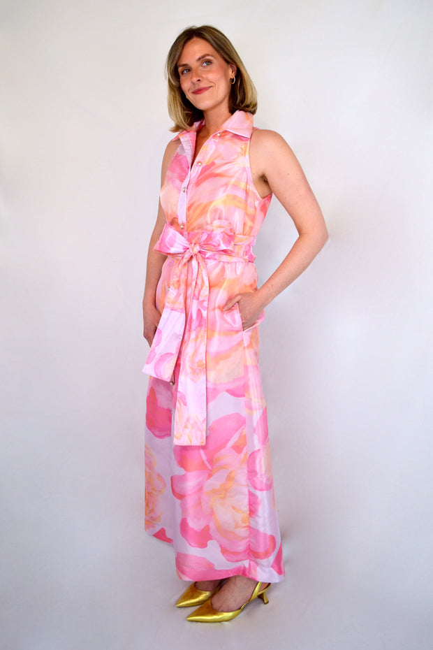 Huntington in Abstract Pink Peony- Sleeveless or With Sleeves