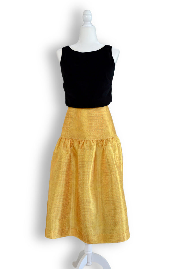 Taffeta Yoke Skirt in Saffron Gator Print