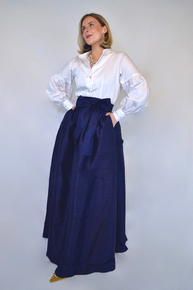 Ball Skirt in Navy Silk