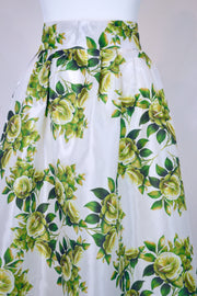 Taffeta Ball Skirt in Green Camellia