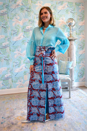 Carolina Panel Skirt in Teal Mums