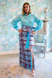 Carolina Panel Skirt in Teal Mums