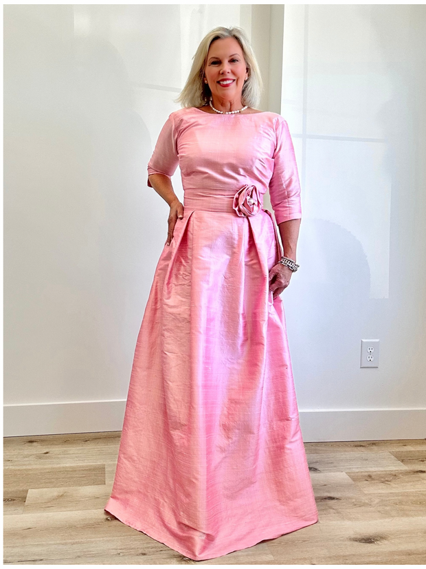 Grace Gown in Silk with Short Sleeve or Three Quarter Sleeve