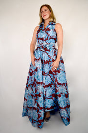 Taffeta Overskirt in Bordeaux and Teal Mums