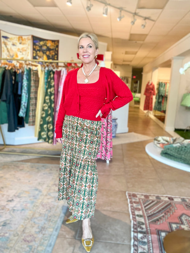 DeBordieu Ruffle Skirt in Poinsettia