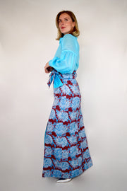 Carolina Panel Skirt in Teal Mums