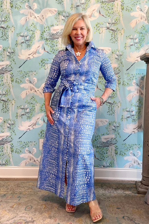 Huntington in Cobalt Blue Gator Print Susan Albright Huntington in Cobalt Blue Gator Print Susan Albright