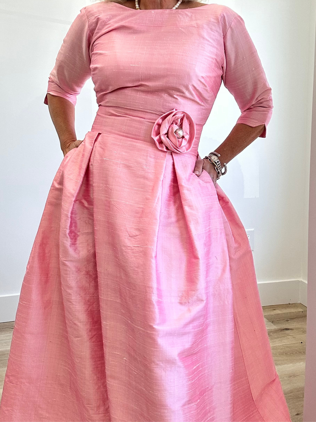 Grace Gown in Silk with Short Sleeve or Three Quarter Sleeve