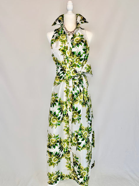 Taffeta Sleeveless Huntington in Green and White Camellias – Susan Albright