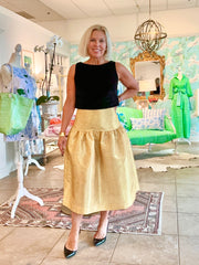 Taffeta Yoke Skirt in Saffron Gator Print