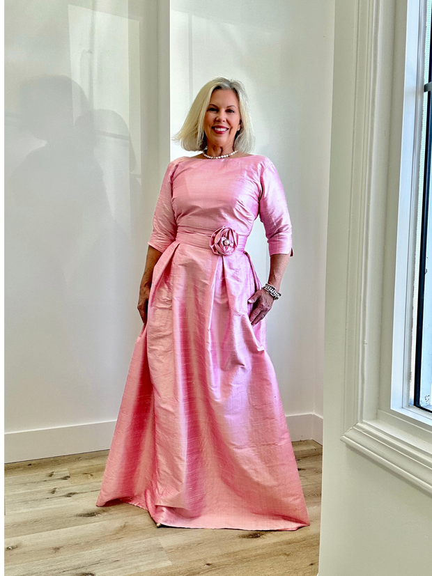 Grace Gown in Silk with Short Sleeve or Three Quarter Sleeve