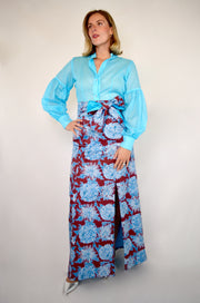 Carolina Panel Skirt in Teal Mums