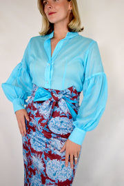 Carolina Panel Skirt in Teal Mums