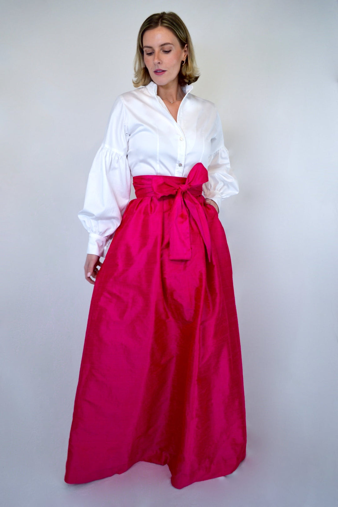 【BAON】Myundeu Shirring Ribbon Banding Long Skirt TWEE Sophie Ribbon Shirring Flare Long Skirt | KOODING