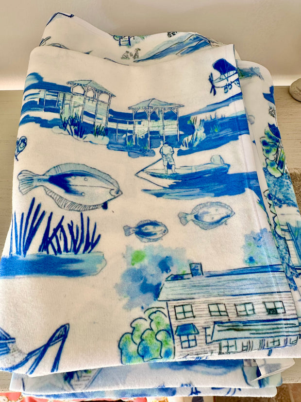 Arrogantly Shabby Baby Blanket in Gray or Powder with lime or Blue and White