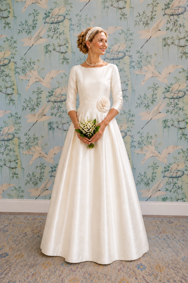 silk dupioni wedding dress Grace Gown in Ivory XS Item #:420828 Long Sleeve Crewneck Dress just ask! turtleneck sweater dress