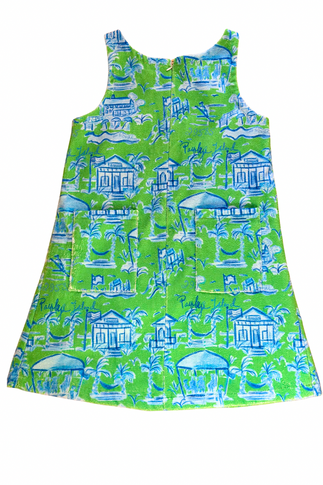 Towel Dress in Green and Blue Toile – Susan Albright