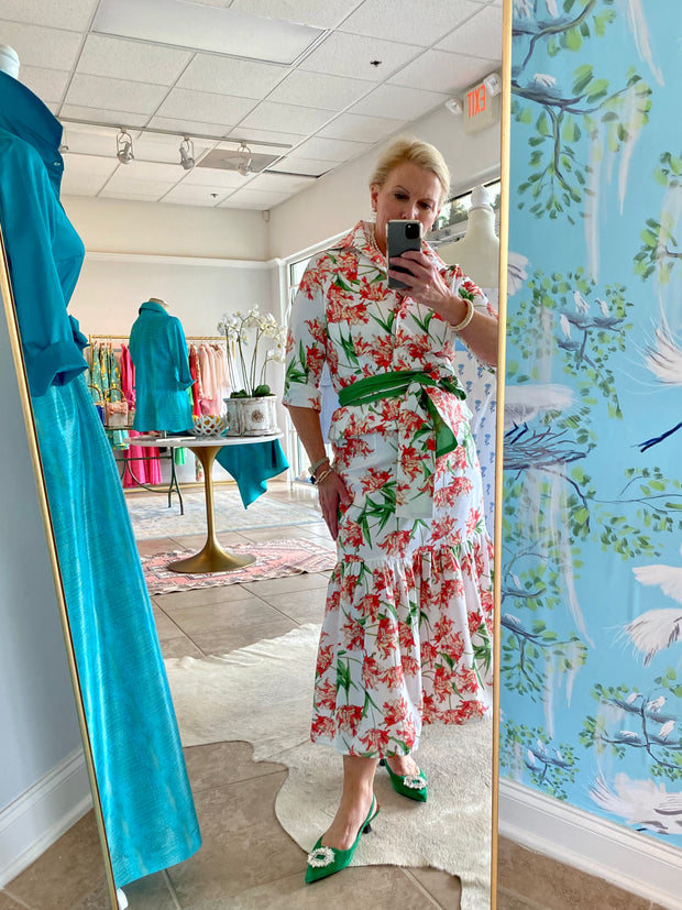 DeBordieu Ruffle Skirt in Parrot Tulip