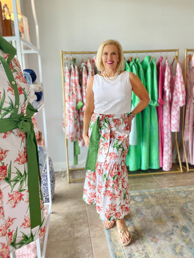 DeBordieu Ruffle Skirt in Parrot Tulip