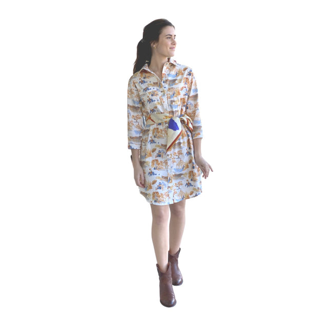 Waverly Shirt Dress in Mountain Toile