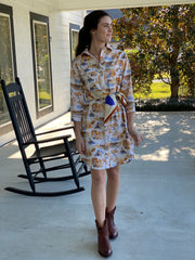 Waverly Shirt Dress in Mountain Toile