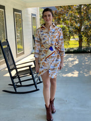 Waverly Shirt Dress in Mountain Toile