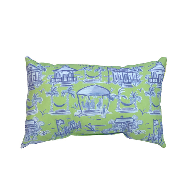 Green and Blue Pawleys Island Toile Lumbar Pillow