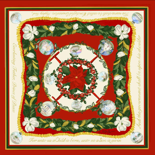 Christmas Scarf in Churches and Poinsettia