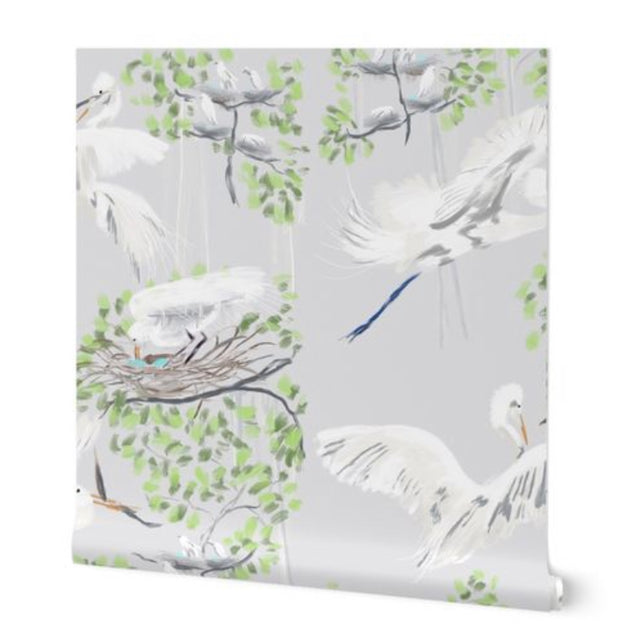 The Rookery Wallpaper in Blue or Gray