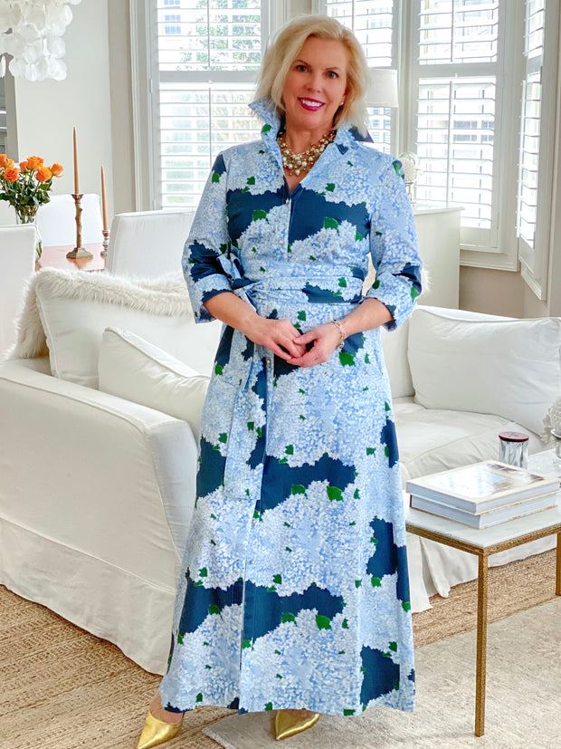 Hydrangea on Navy Susan Albright Hydrangea on Navy Susan Albright