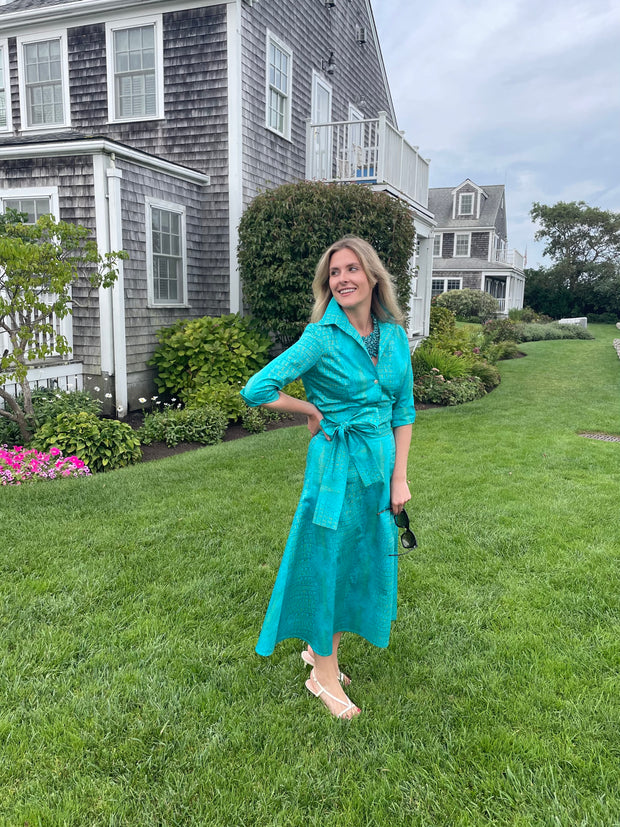 DeBordieu Skirt in Peacock and Sage Gator