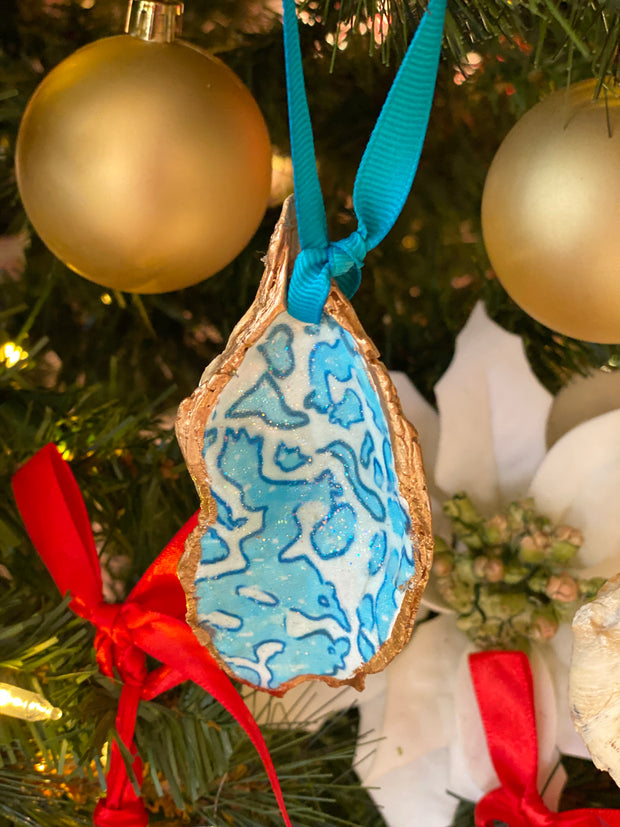 Oyster Ornament with The Leopard Gator Print by