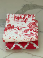Red Pawleys Toile Dish Towel