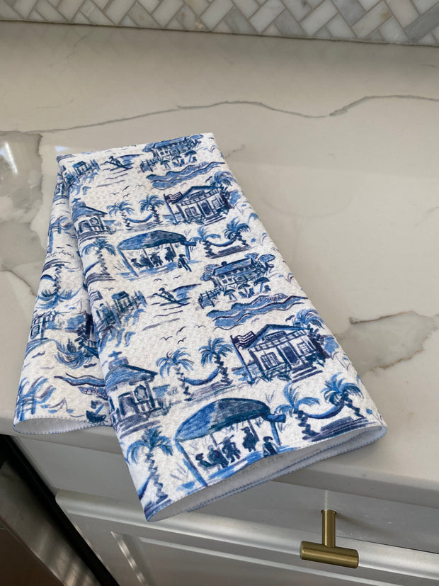 Pawleys Toile in Navy, Blue and White Kitchen Towel