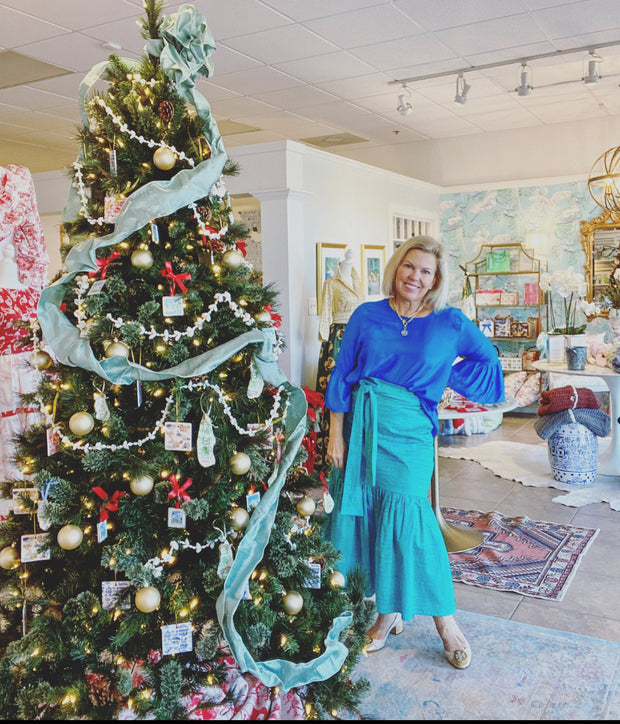 DeBordieu Skirt in Peacock and Sage Gator