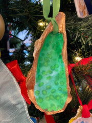 Oyster Shell Ornament with Gator Print